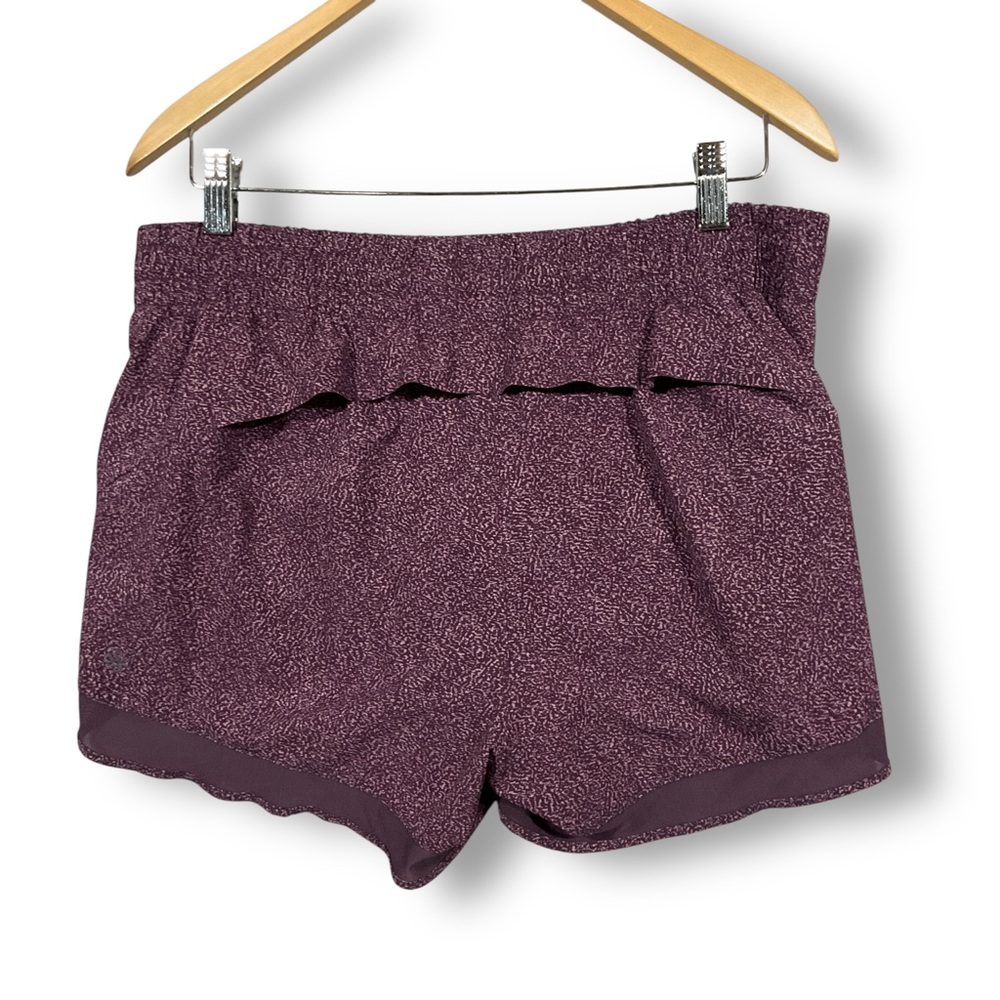 Athleta Mesh Racer Run Shorts Sz L Printed 4" Purple Activewear Athletic - Picture 5 of 9
